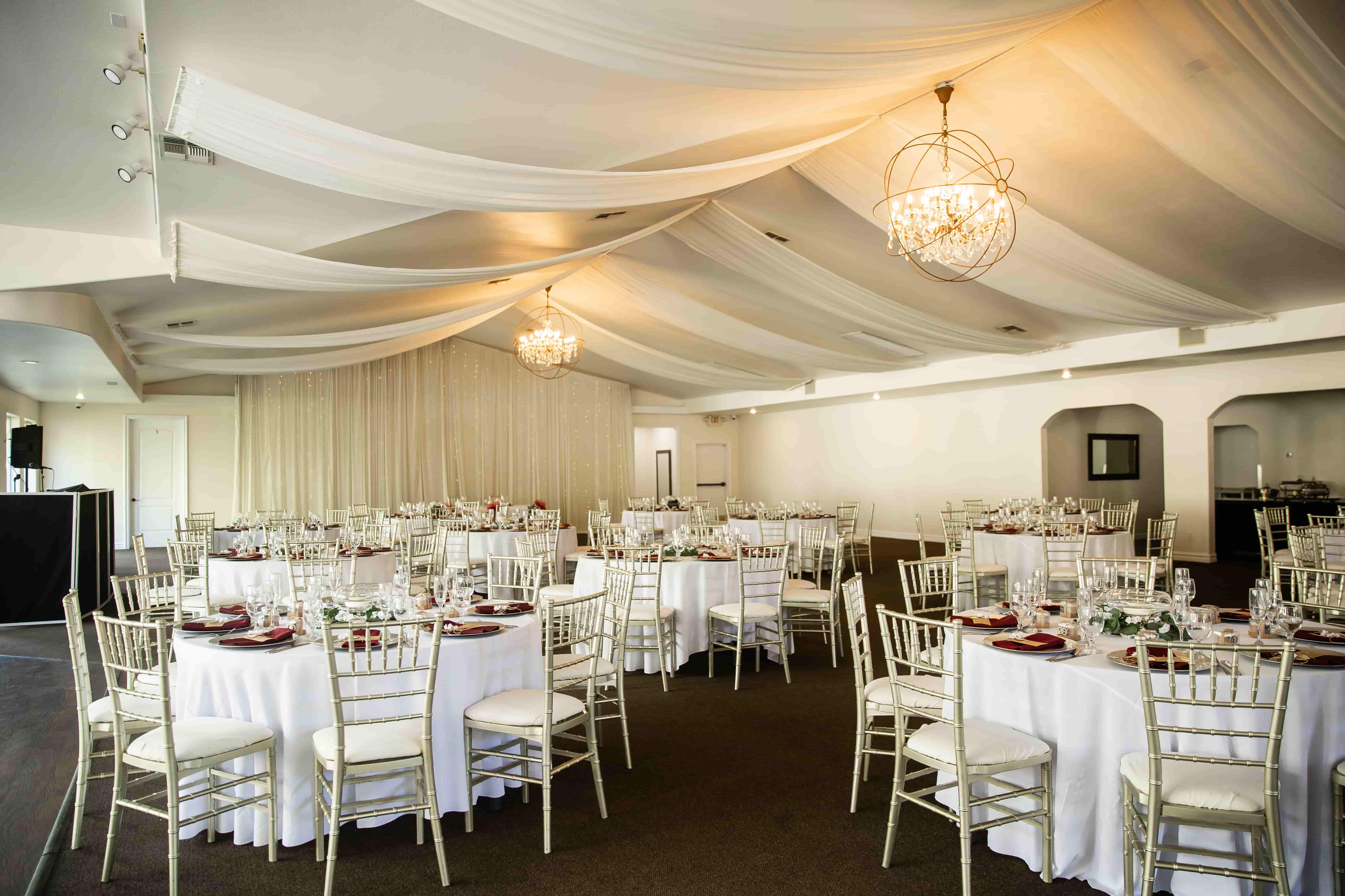 Elegant wedding reception layout in Garden Room Las Vegas venue